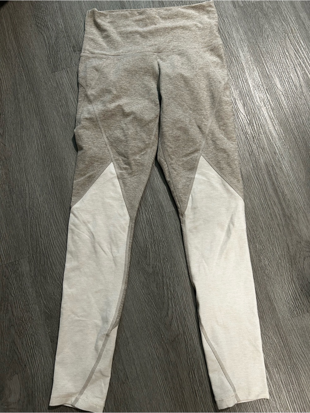 Aritzia The Constant. Heather Gray Brown & White Color Block Active Leggings